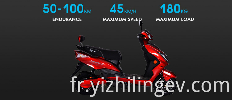 Fashion Fast Speed ​​Design Durable Electric Motorcycle Scooter Adult Adult à deux roues Scooter CE 200kg Disc Frein 800-1200W 180 * 50cm